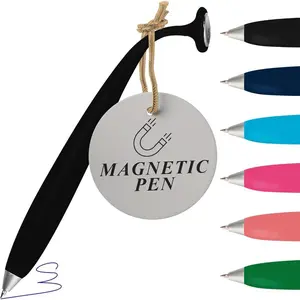 Wiggle Writing Pens-Magnetic Pen with Built-in Magnet For Fridge Notes & Lists - Refillable Pens For Home & Office - Black