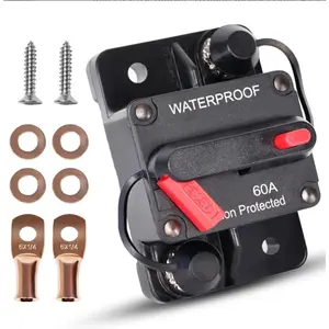 60Amp/100Amp/200Amp/250Amp Circuit Breaker for Boat Trolling Motor Marine ATV Trailer Vehicles Stereo Audio Electronic Battery Solar System Inline Fuse with Manual Reset Switch Waterproof DC 12V-48V