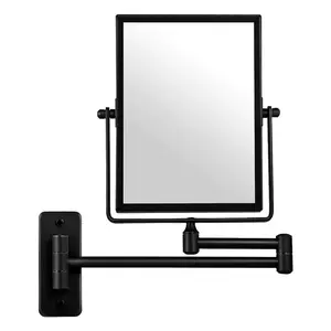 3x Magnified Wall Mounted Mirror  Rectangular 8x6 Inch With Extendable Arm | Polished Chrome Finish Double-sided Swivel