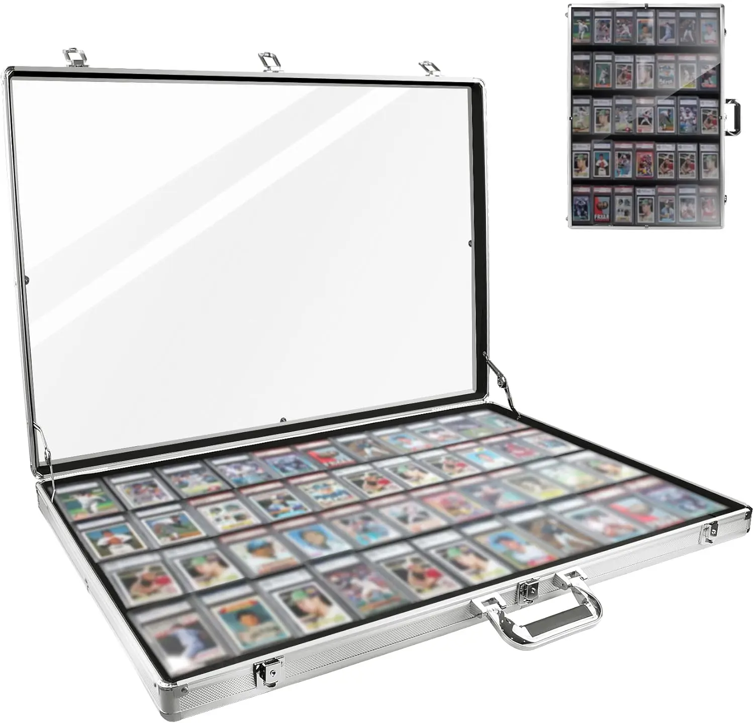 34in*22in Silver Card Show Display Case Aluminum,Trading Card Display Case