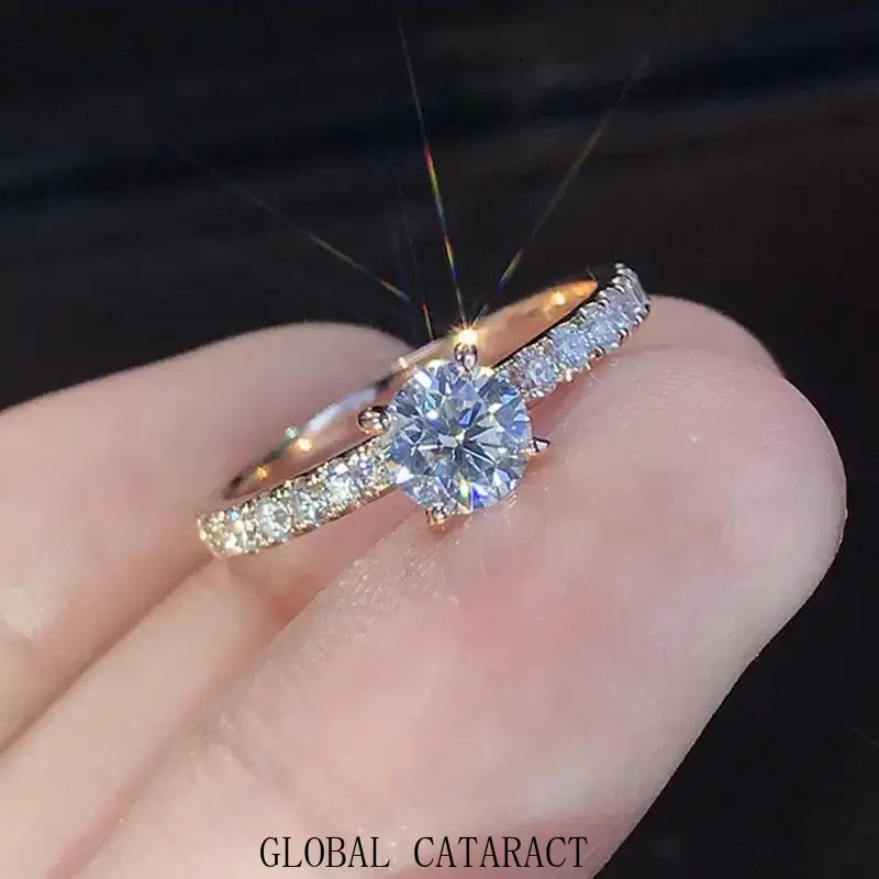 GLOBAL Trendy Silver Rings for Women Men 925 Sterling Silver Simulated Diamond Engagement Wedding Band Couple Ring Fashion Jewelry Wholesale Jewelry for Anniversary Gift