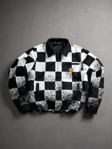 Y2K Checkered Windbreaker | Grunge Skater Half-Zip Jacket
