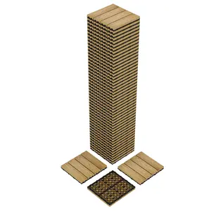 GAOMON 48-Pack 12"X12" Composite Deck Tiles – Waterproof Interlocking Patio Flooring for Indoor & Outdoor Use, All-Weather Plastic Wood-Grain Tiles,Teak