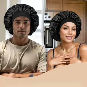 Silk Satin Bonnet for Men Women – Double Layer Adjustable Sleep Cap, Soft Hair Wrap for Sleeping, Bonnet for Curly Hair Braids