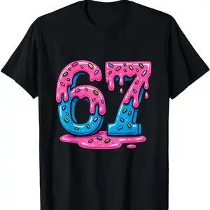 Women's Cotton Plus Size Oversize T-Shirt with Six Seven Meme Ice Cream Drip Breathable Cozy Fabric Loose Fit Short Sleeve Tops, Fashionable Daily Outfits t shirts for women Size L-3XL 4XL 5XL