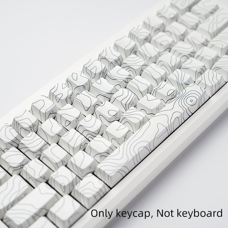 Contour Keyboard Keycap Cherry Blossom Side-Printed Pbt Gaming Accessories, Semi-Transparent Characters Hot-Swappable Compatible 6.25u Spacebar 61 68 75 87 98 99 100 104 108