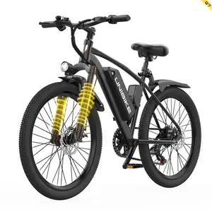 Q7 adult electric bicycle, top speed 22 mph, 36V 10Ah removable battery, 26-inch wide 2.6 off-road tyres, range 25-40 miles, 7-speed Shimano, NFC unlock, bicycle handlebars, suitable for commuting, electric bike, comes with tool kit