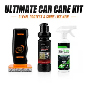 3-in-1 Car Detailing Kit - Interior Cleaner, Headlight Restorer Polish, Windshield Oil Film Remover | Automotive Paint Care & Auto Maintenance Essentials