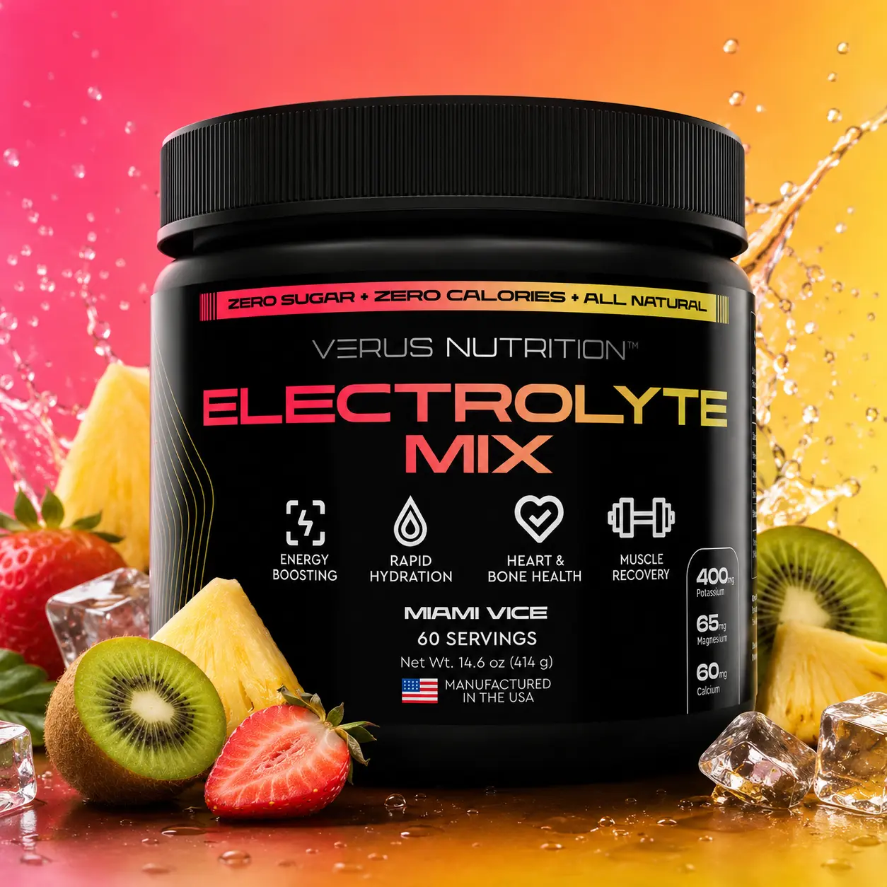 Electrolyte Hydration Powder - Miami Vice - Zero Calorie | Sugar Free Electrolytes for Keto & Vegan | Natural Ingredients Electrolyte Mix for Energy Boost