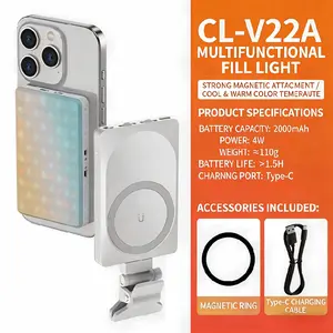 Magnetic Clip-On Phone Selfie Light, 2000mah Rechargeable Battery, Adjustable Color Temperature 2500k-9000k, Portable Mini Lighting Tool, Cell Phone Light, Cellphone Accessories