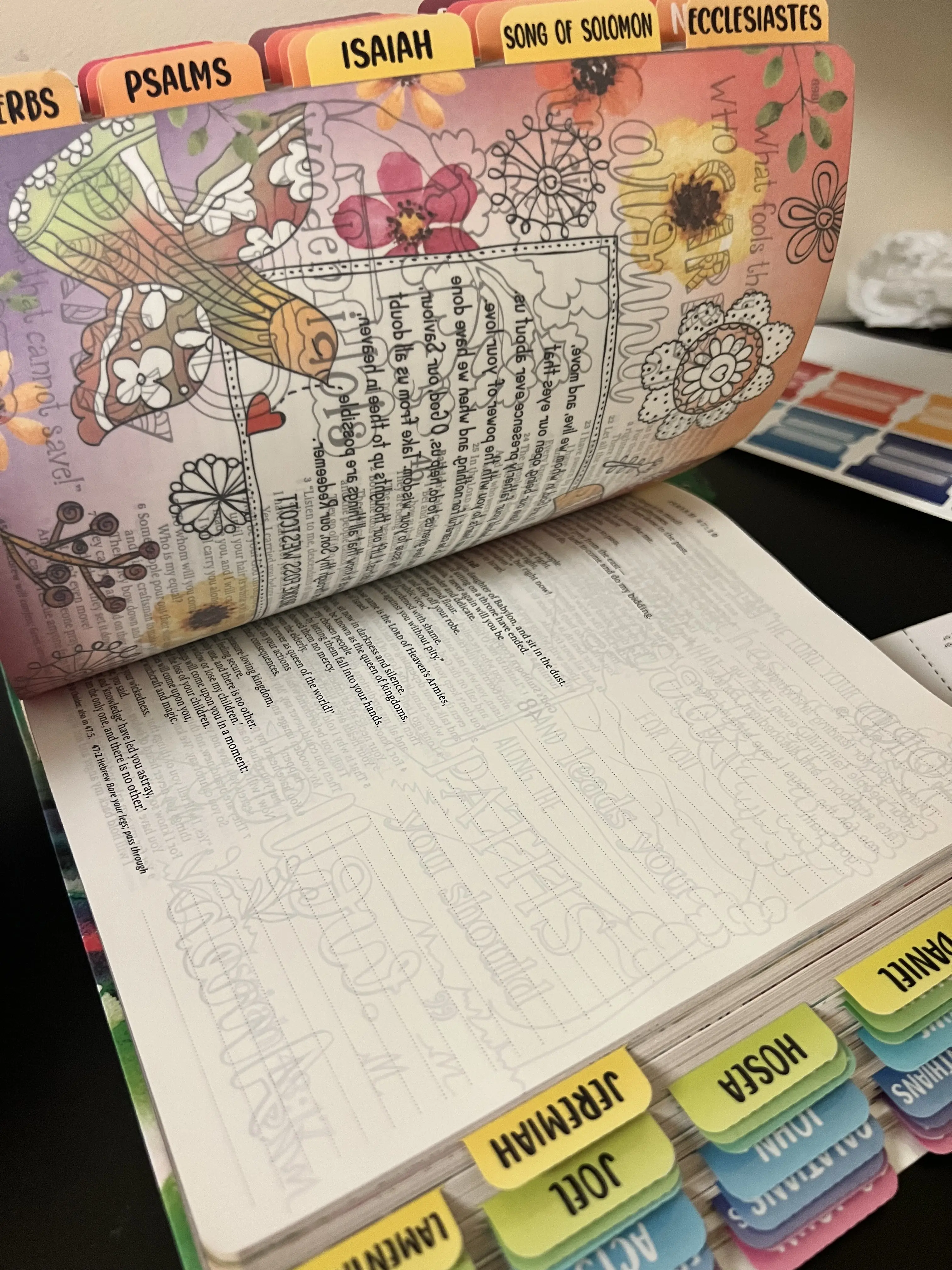 Pretabbed NLT Inspire Prayer Journaling Bible in Colorful Cover with Gold Foil Accents - beautiful bible with tabs already applied for you