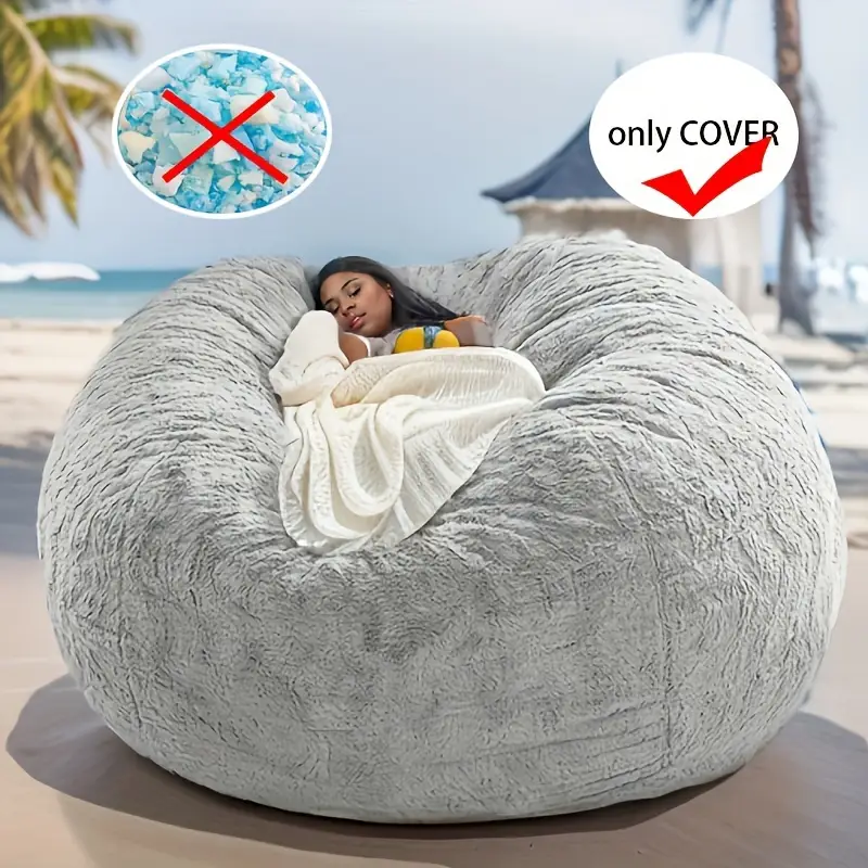 【Black Friday Deal】1pc Cozy Polyester Bean Bag Chair with Removable Cover - Hand Washable, Memory Foam Lounge Sofa for Living Room, Office Use - No Wo