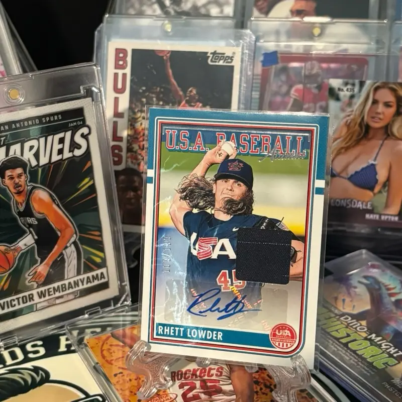 Rhett Lowder Autographed Patch USA Baseball Card, 2024 Panini, Numbered 109/199