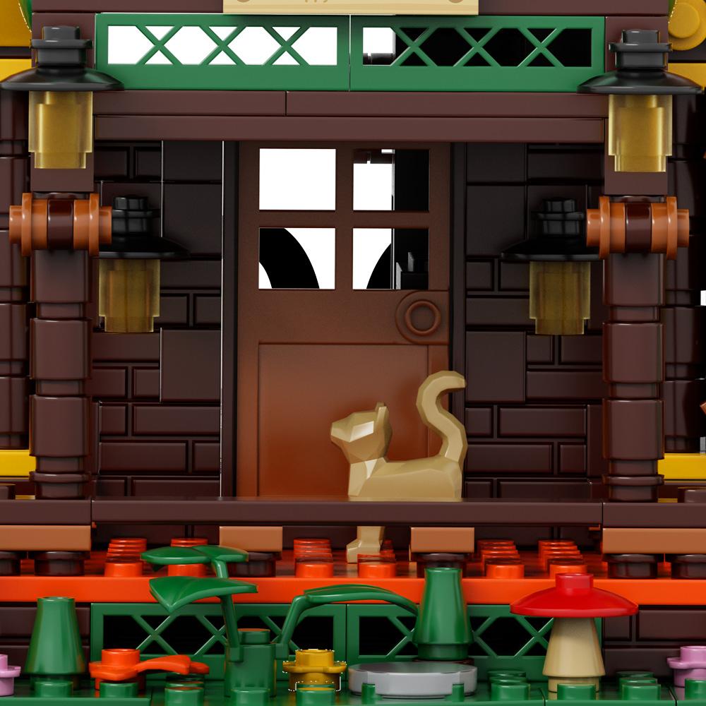 Time House 1652pcs with LED mini set, city street view greenhouse building block toy, can be used as a decoration, can be given as a gift to friends