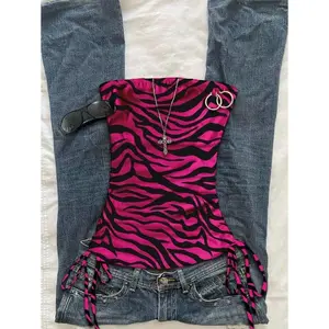 Women's Ruched Tied Leopard Print Cami Top, Sleeveless Zebra Print Top Pink Zebra Top Zebra Print Clothes Animal Print Top Pink And Black Top Goth Suitable For Going Out