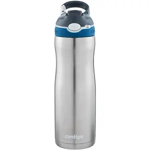 Insulated Water Bottle with Auto Spout, 590ml Stainless Steel Thermal Flask, Leakproof Design, Portable for Gym and Outdoor Activities