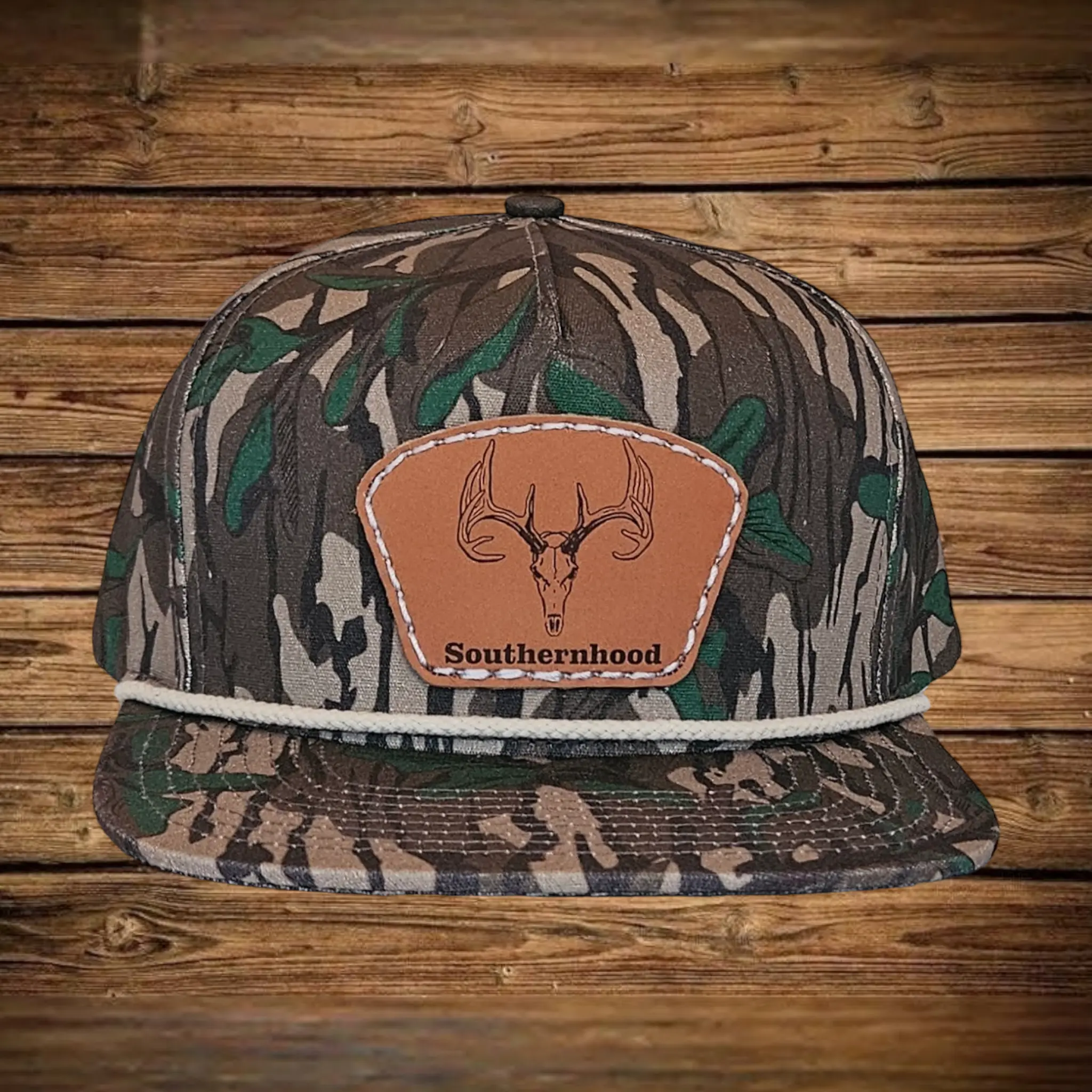 Leather Deer Skull Patch, Classic Bottom Land Rope Hat