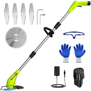12V Cordless Grass Trimmer/Edger, Fast Charger Battery Powered Lawn Wacker, Lightweight Electric Lawn Trimmer/Cutter for Gardens, and Yards-Green