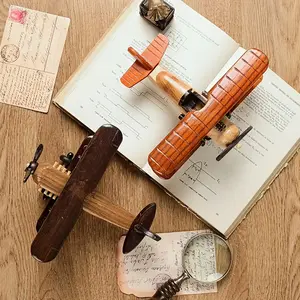 Retro 8-inch wooden airplane model-creative home desktop decoration ornaments, creative crafts, retro-style wooden airplanes, home desktop decoration artworks.