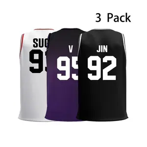 3 Pack Returning in 2026 ARIRANG Sleeveless Basketball Jersey Shirt, BT21 Kpop Band Style Tank Featuring JIN 92 SUGA 93 RAP MONSTER 94 J-HOPE 94 JIMIN 95 V 95 JUNG KOOK 97, Athletic Tee Concert Outfit Men Women Shirt
