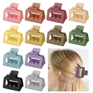 12Pcs Small Matte Claw Clips Square Rectangle Hair Clips Pack for Women