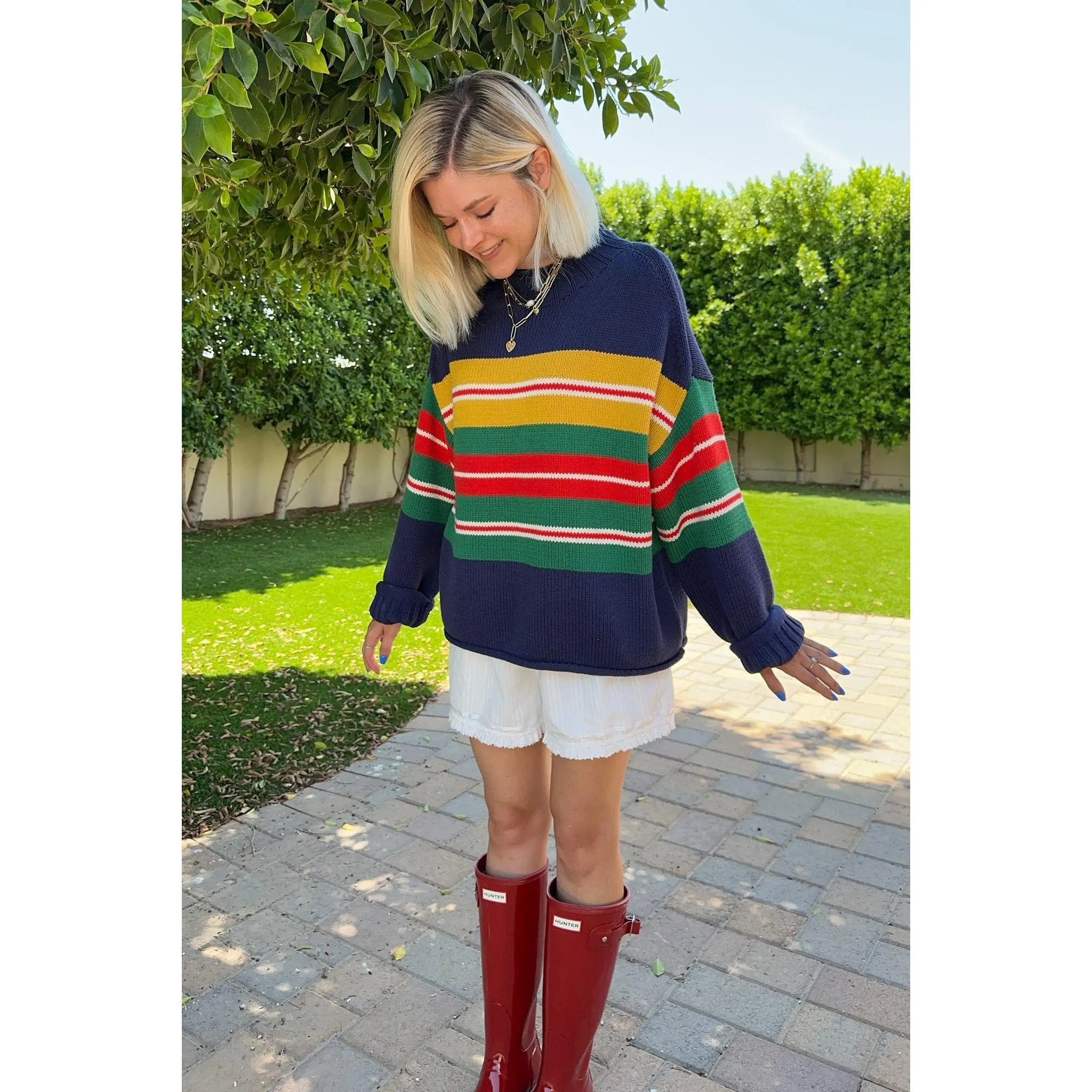 London Striped Knit Oversized Pullover Sweater