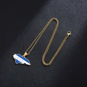 Springtok Y2K Oil Dropping Honduras Map Necklace Golden Men's and Women's Daily Wear Necklace Gift