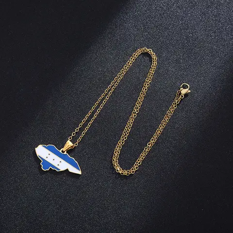 Springtok Y2K Oil Dropping Honduras Map Necklace Golden Men's and Women's Daily Wear Necklace Gift