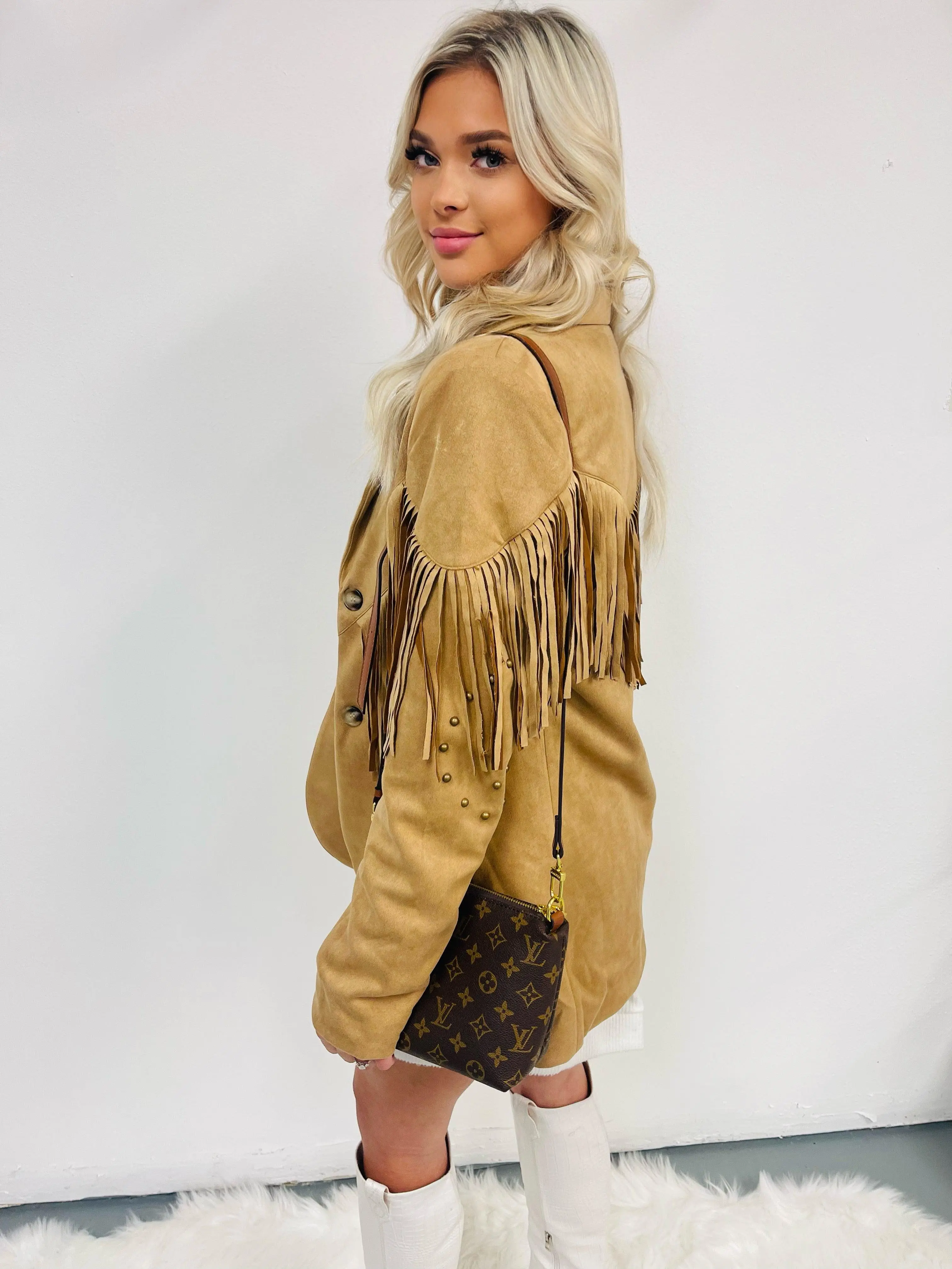 Suede stud emblellished blazer
