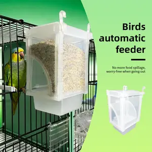 Anti-Splash Bird Feeder Station Automatic Food Dispenser for Small Birds Parrot Cockatiel Finch Bird Feeding Station