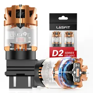 Lasfit Red 3157 CanBus-Ready Rear Turn Signal Light Brake Light Tail Light LED Bulbs | D2 Series