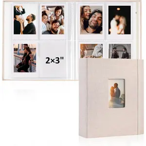 2 count Polaroid Photo Album, 2x3 Inch Pockets Mini Photo Album for 104 Pockets Hold 208 Pictures, Linen Hardcover Polaroid Album Book for Photos Family Anniversaries  Vacations ()
