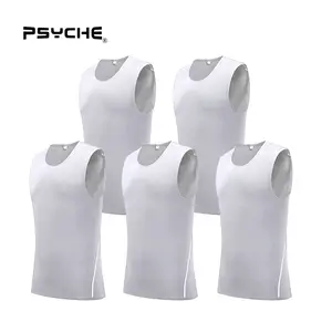 PSYCHE 5 Pack Men's Compression Shirt Sleeveless Workout Tank Top Sports Base Layer Running Basketball,Sweat-Wicking Ultra-Breathable Muscle Support