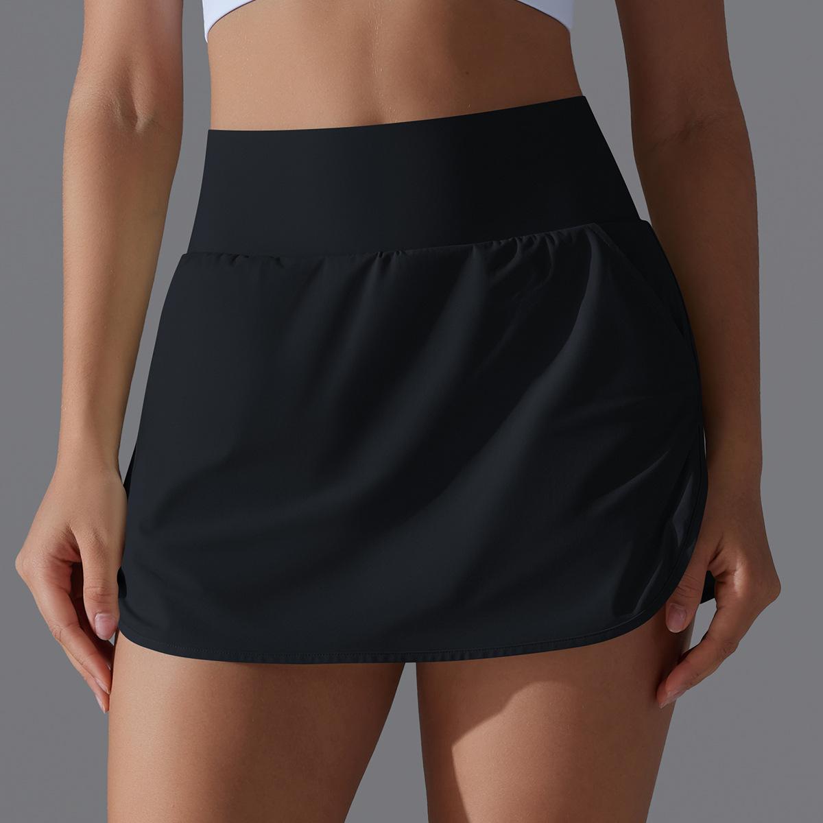 Women's High Waisted Active Performance Skort - Solid Color Navy Blue Tennis Skort with Pockets, Built-in Shorts for Gym Workouts, Running - Multi-Size Sporty Short Skirt