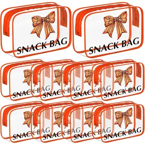 12 count Bow Basketball Snack Bags for Team Gifts Bow Goodie  Clear Candy Pouch Bags PVC  with Zipper Party Favors for Team Ground Christmas Birthday Gifts  Supplies