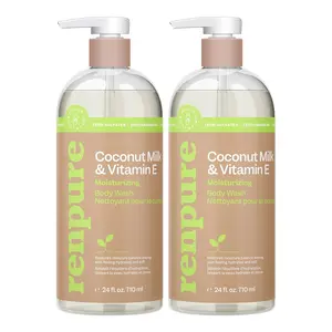 Renpure Coconut Milk & Vitamin E Moisturizing Body Wash - Gently Cleanses & Restores Moisture Balance - For Soft, Hydrated & Healthy-Looking Skin - With Coconut Oil & Vitamin E - 24 Fl Oz, 2 Pack