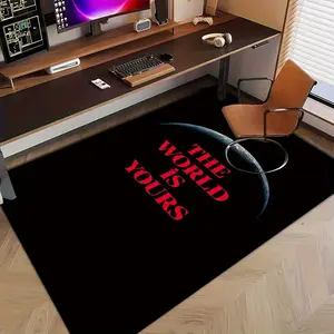 1pc The Earth and The "THE WORLD IS YOURS" Sign Mat Living Room and Bedroom Multi-sized Carpets Soft and Comfortable Kitchen Carpets Fashionable Home Decorations Entrance Mat At The Foyer Living Room Rug Decorative Rug Home Decor Rugs Contemporary Rugs