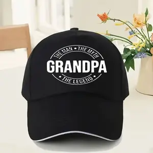 Grandpa Theme Baseball Cap - Adjustable Snap Lightweight Polyester Hat with Cartoon Pattern and "Men's Mythical Legend" Text, Unisex Four Seasons Sports Casual Durable Woven Cap, Comfortable Headwear