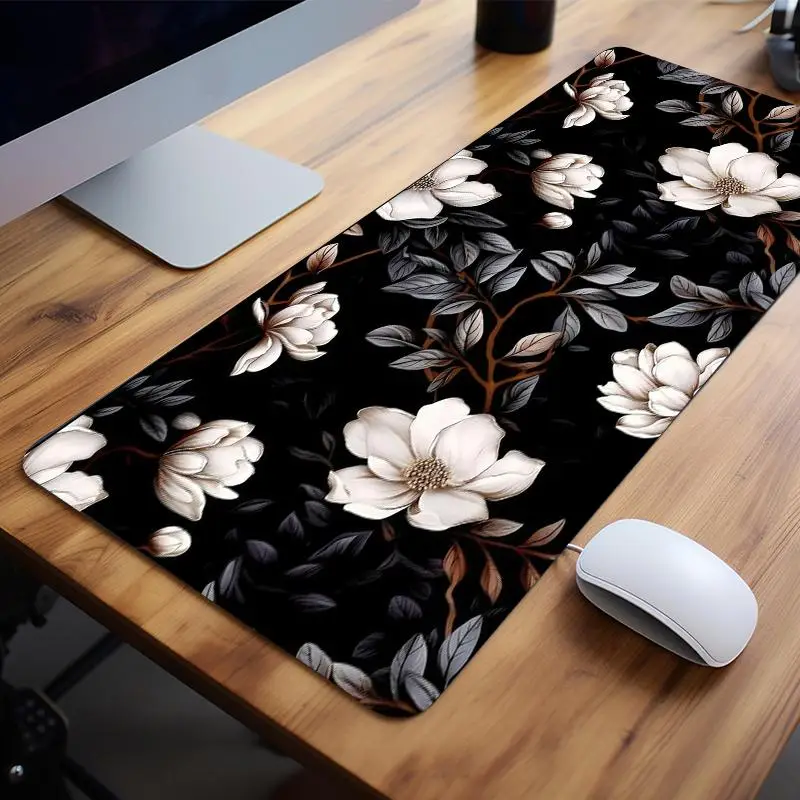 Floral Pattern Mouse Pad, 1 Count Non-slip Rubber Base Stitched Edge Desk Pad, Large Gaming Mouse Pad, Office Desk Accessories for Laptop