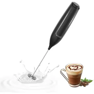 Handheld Battery Milk Frother, Electric Foam Maker Wand, Stainless Steel Whisk Drink Mixer for Coffee, Matcha, Lattes, Cappuccino, Black
