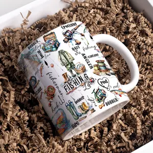 Fishing Life Mug, Cricut Mug Press 11oz Ceramic Mug for Home & Office, Perfect Gift Edition