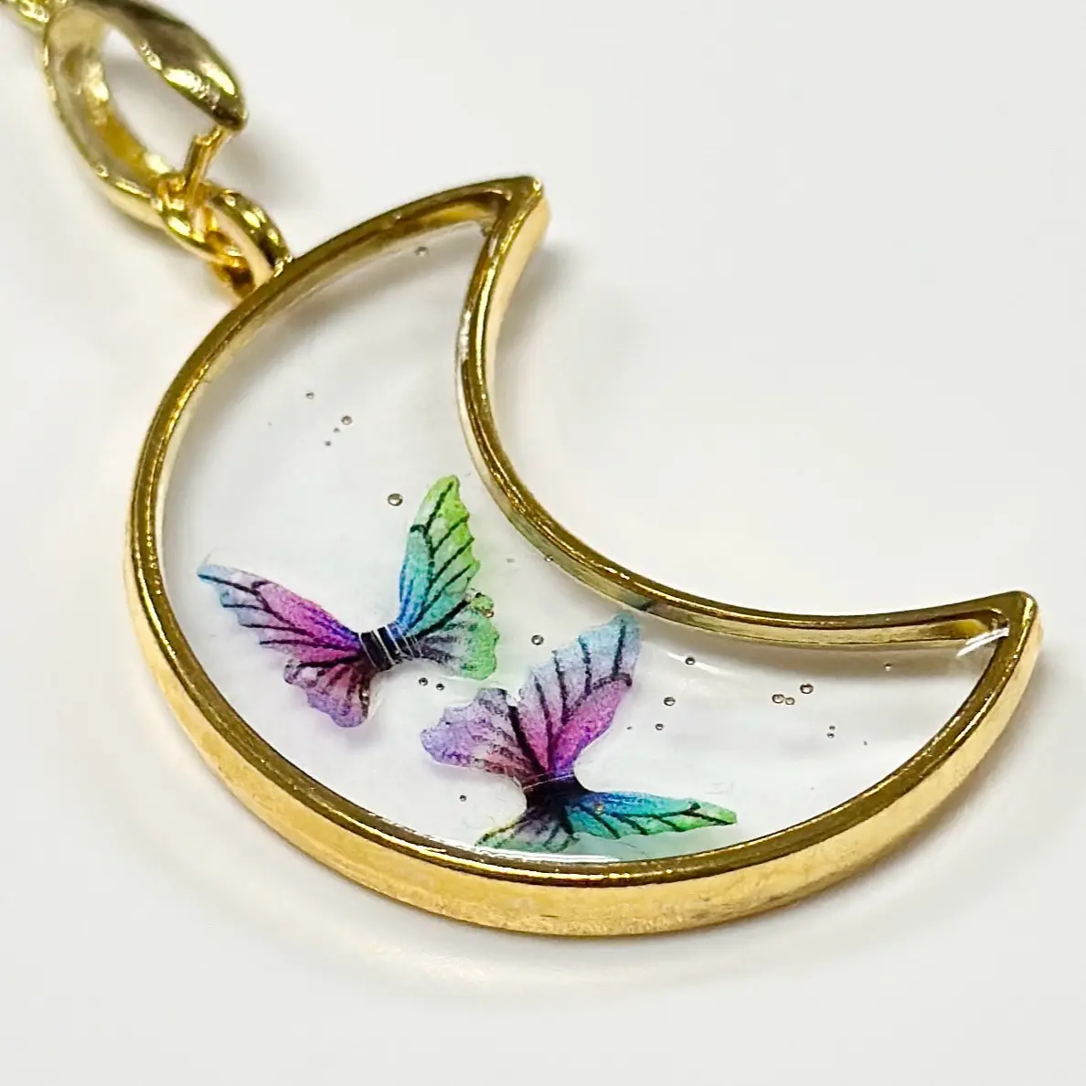 Double butterfly Moon Necklace