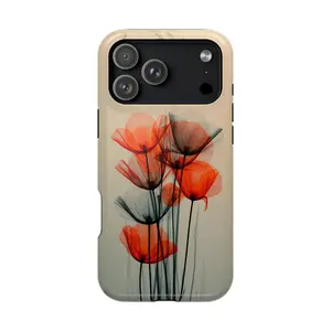 Orange Tulip Flowers Transparent Phone Case: iPhone 17 17e 16 15 14 13 12 Pro Max Air | Galaxy S26 | MagSafe Wireless Charging