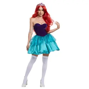 Purple Strapless Pearl Aqua Sexy Princess Arial Costume w/ Tiara