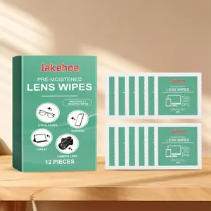 Jakehoe Lens Cleaning Wipes, Camera Cleaner, Eyeglass Screen Cloth Individually Packaged, Portable Clean Wipes, Essential for On-The-Go Use