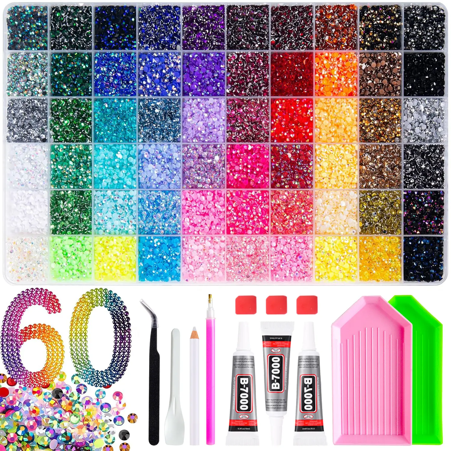 Bedazzling Kit , Bedazzler Kit with  Rhinestones, Tweezer, 3Pcs Jewelry Glue, Dotting Pen and Tray, 3mm Crystal Bedazzle Kits for Bedazzled Gems Nail Art Crafting
