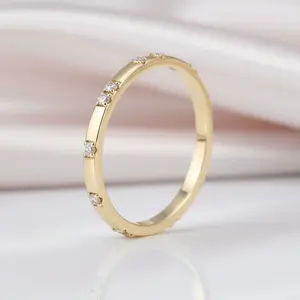 14k Yellow Diamond Option Stackable Wedding Band