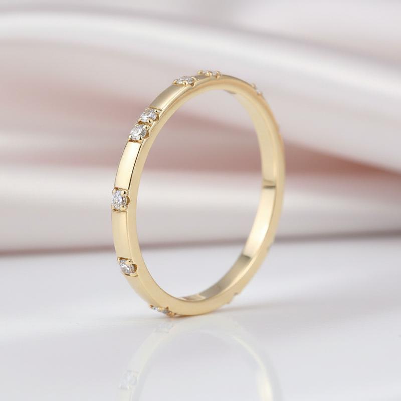 14k Yellow Diamond Option Stackable Wedding Band