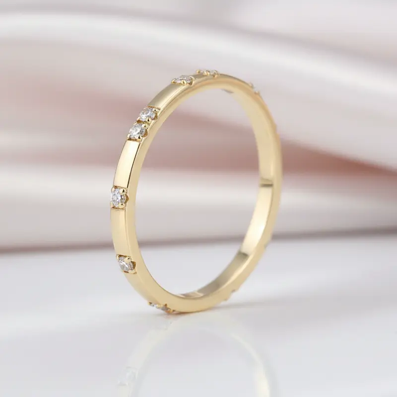 14k Yellow Diamond Option Stackable Wedding Band