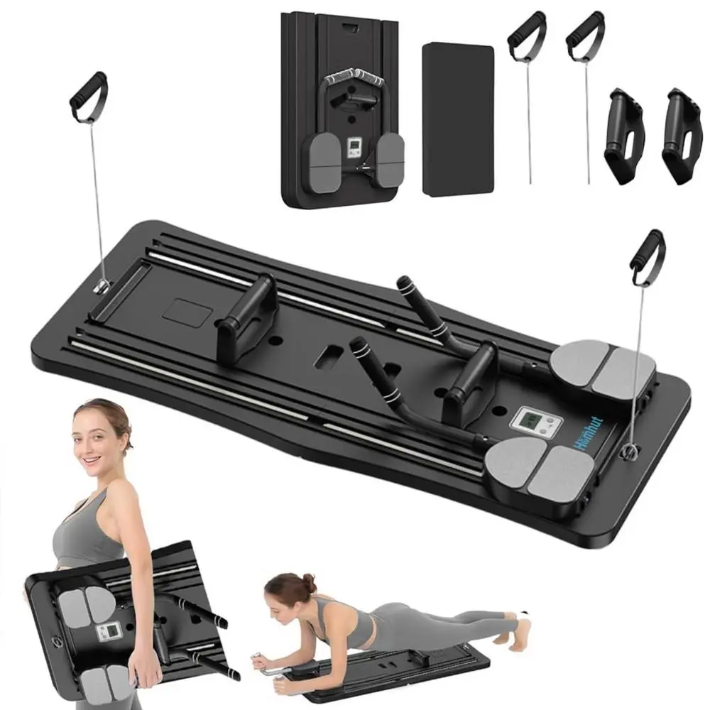 4-in-1 Compact Core Training Gear, Lightweight Foldable Pilates Board, Multi-Functional Ab Exercise Equipment for Home Gym Workouts, Tummy Exercise Equipment, Foldable Ab Crunch(4IN1-Black）